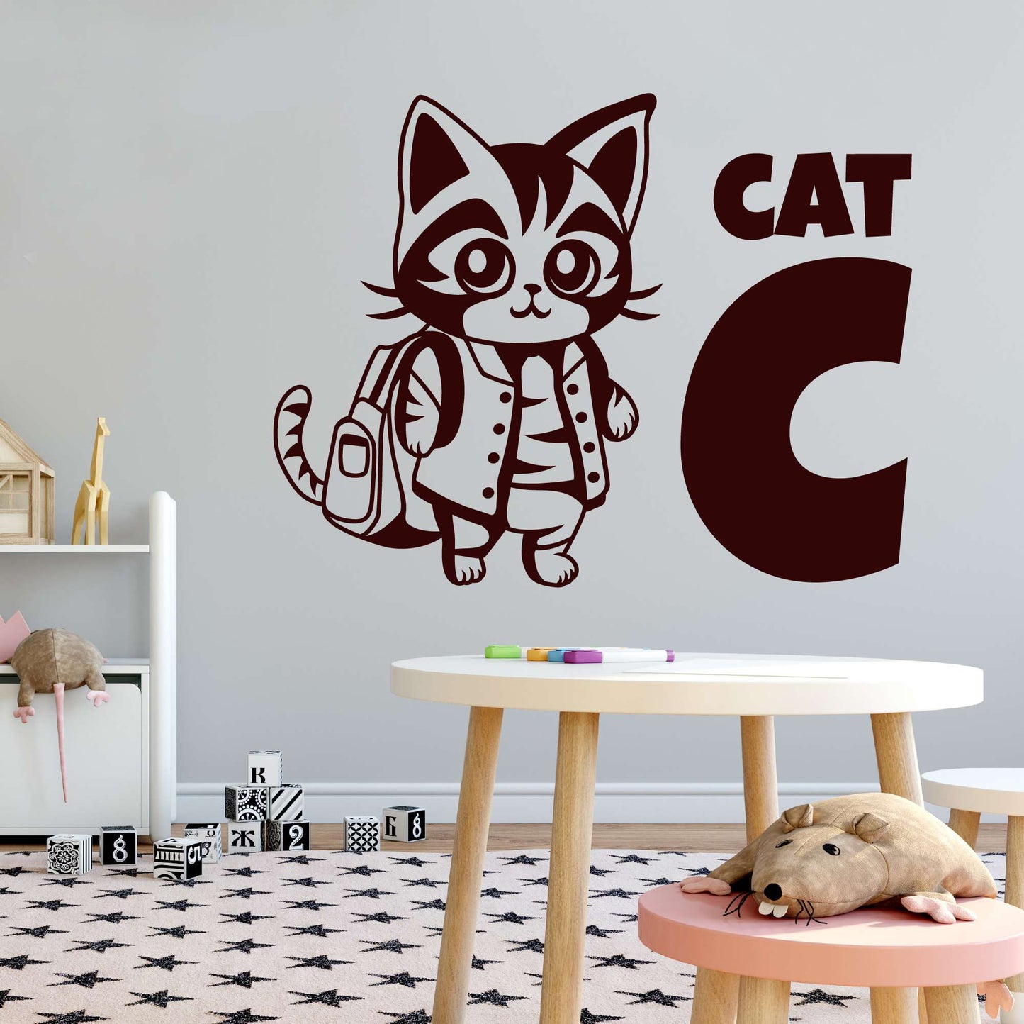 Design With Vinyl Adorable Animal Wall Decal Cat C For Cat Cute Cartoon Cat Learning Wall Design