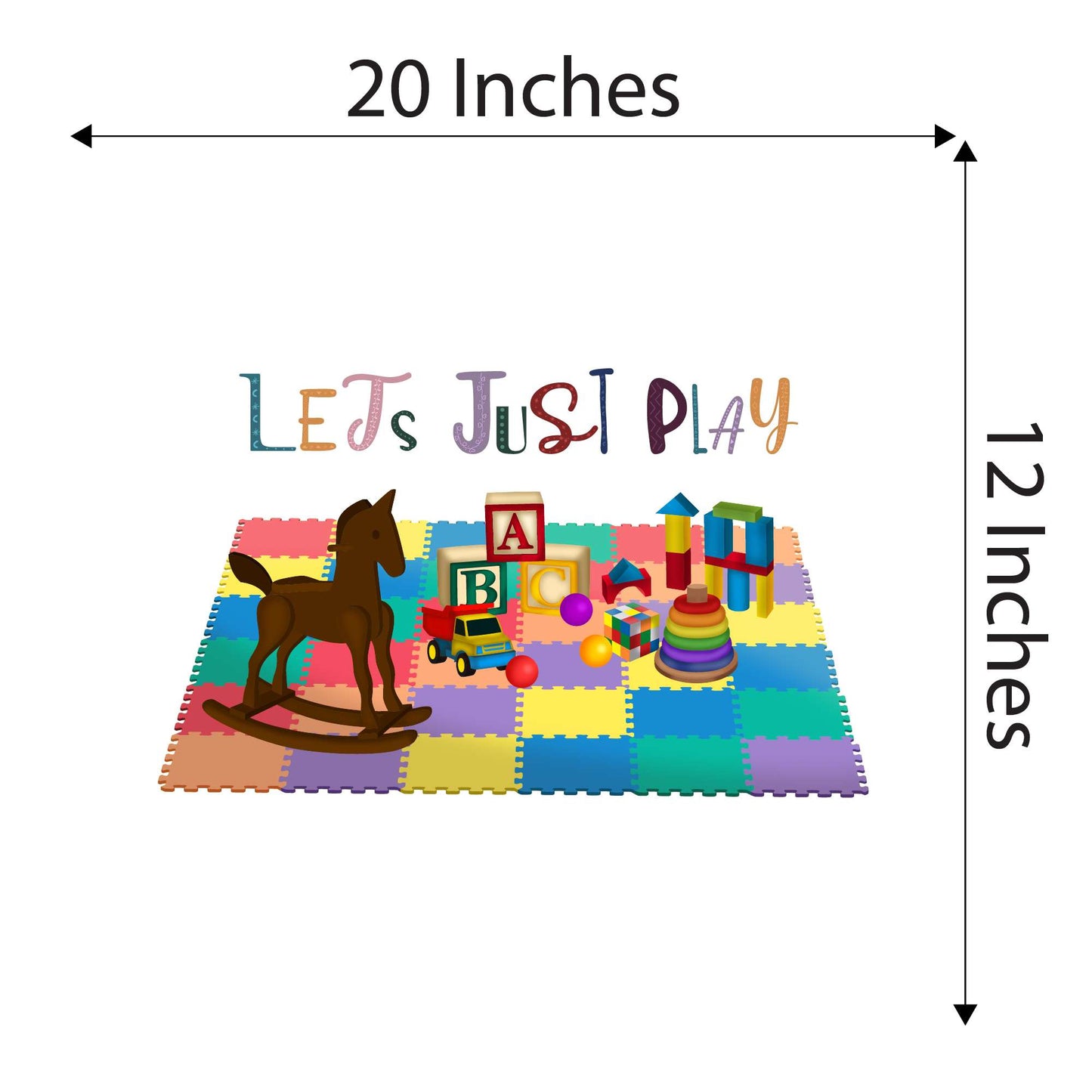 Design With Vinyl Playful Toys Wall Decal Let'S Just Play Colorful Kids Toys On Playmat Wall Art Design - Size: