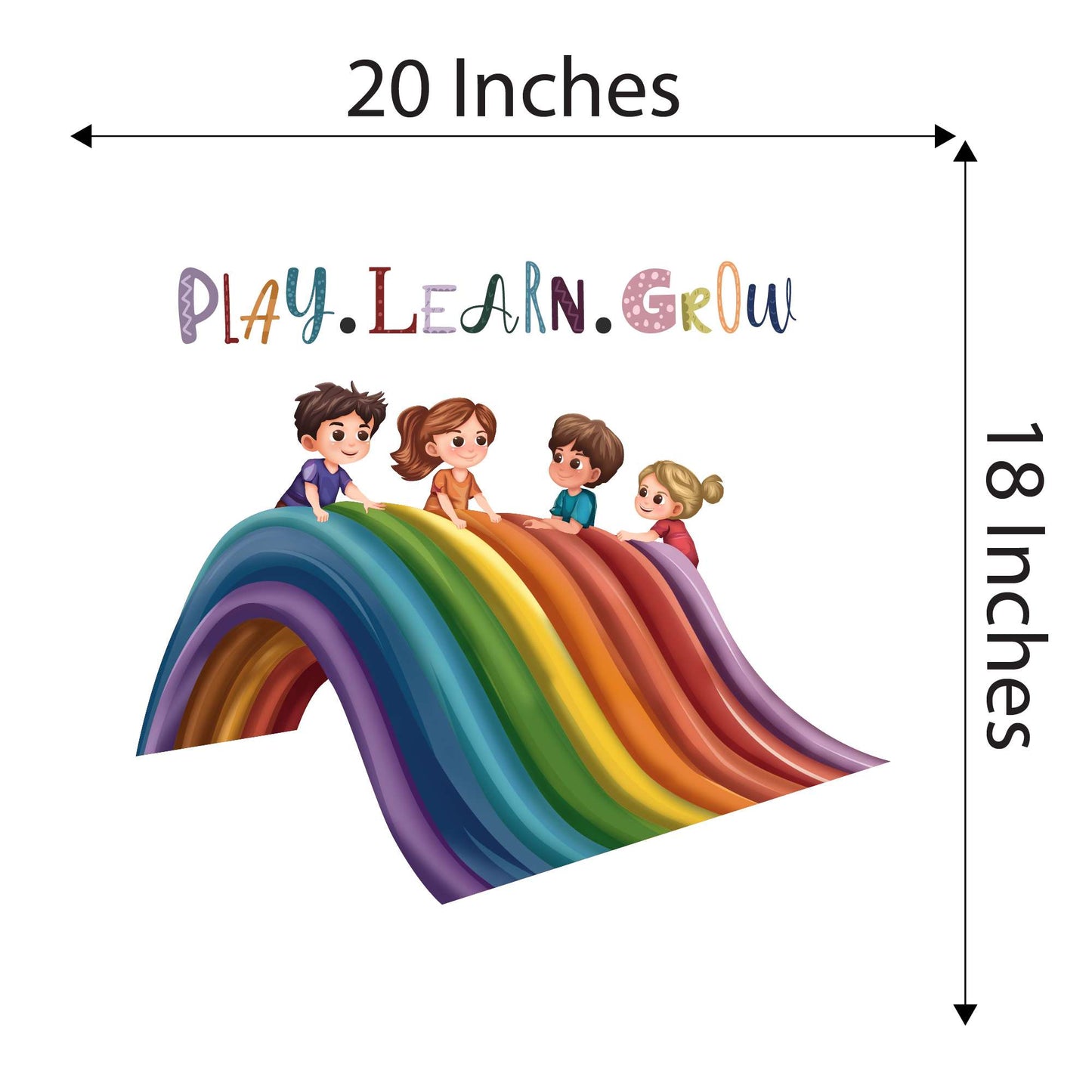 Design With Vinyl Playful Rainbow Wall Decal Play Learn Grow Cute Little Kids Sliding Over Rainbow Design