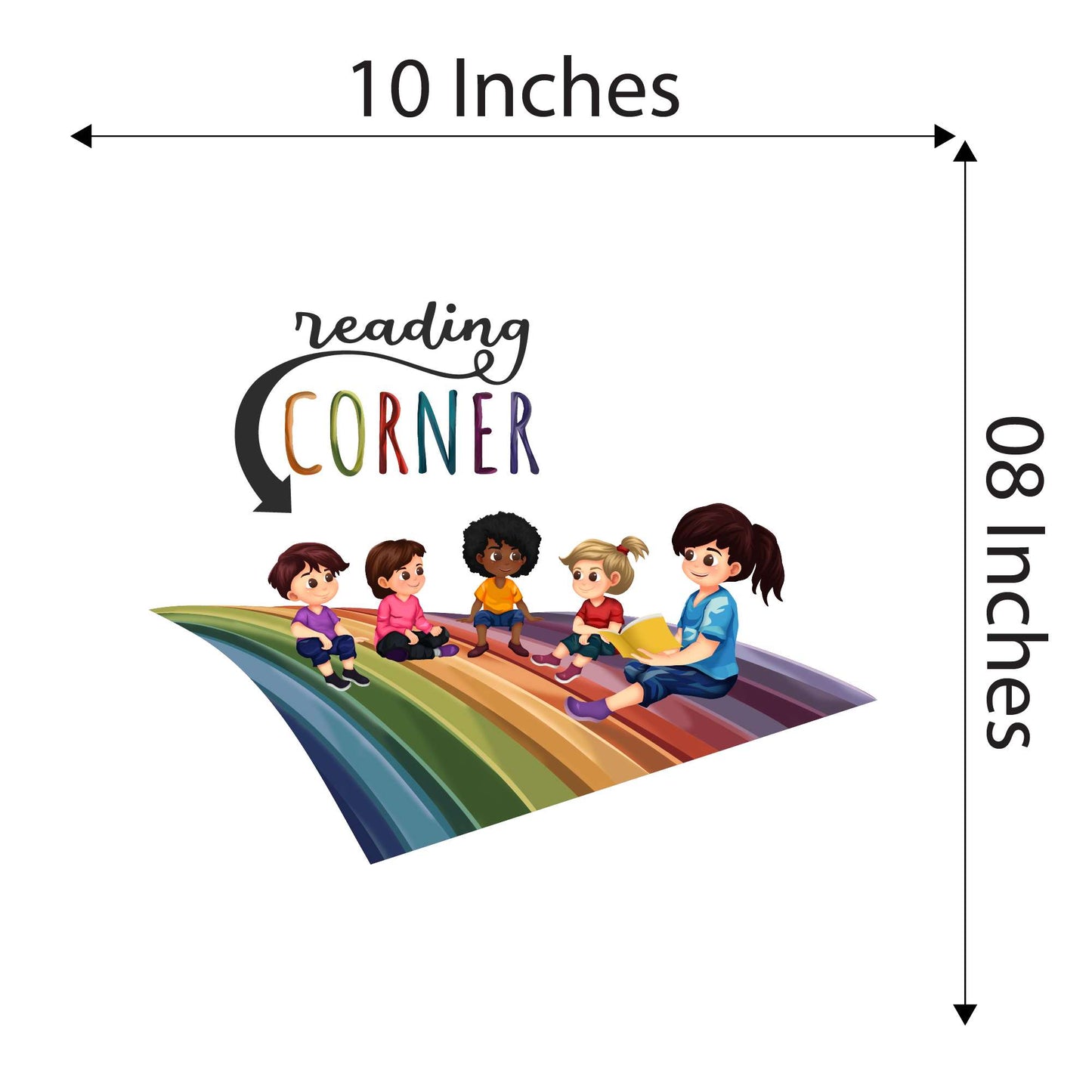 Design With Vinyl Playful Rainbow Wall Decal Reading Corner Cute Little Kids Playing On Rainbow Wall Design