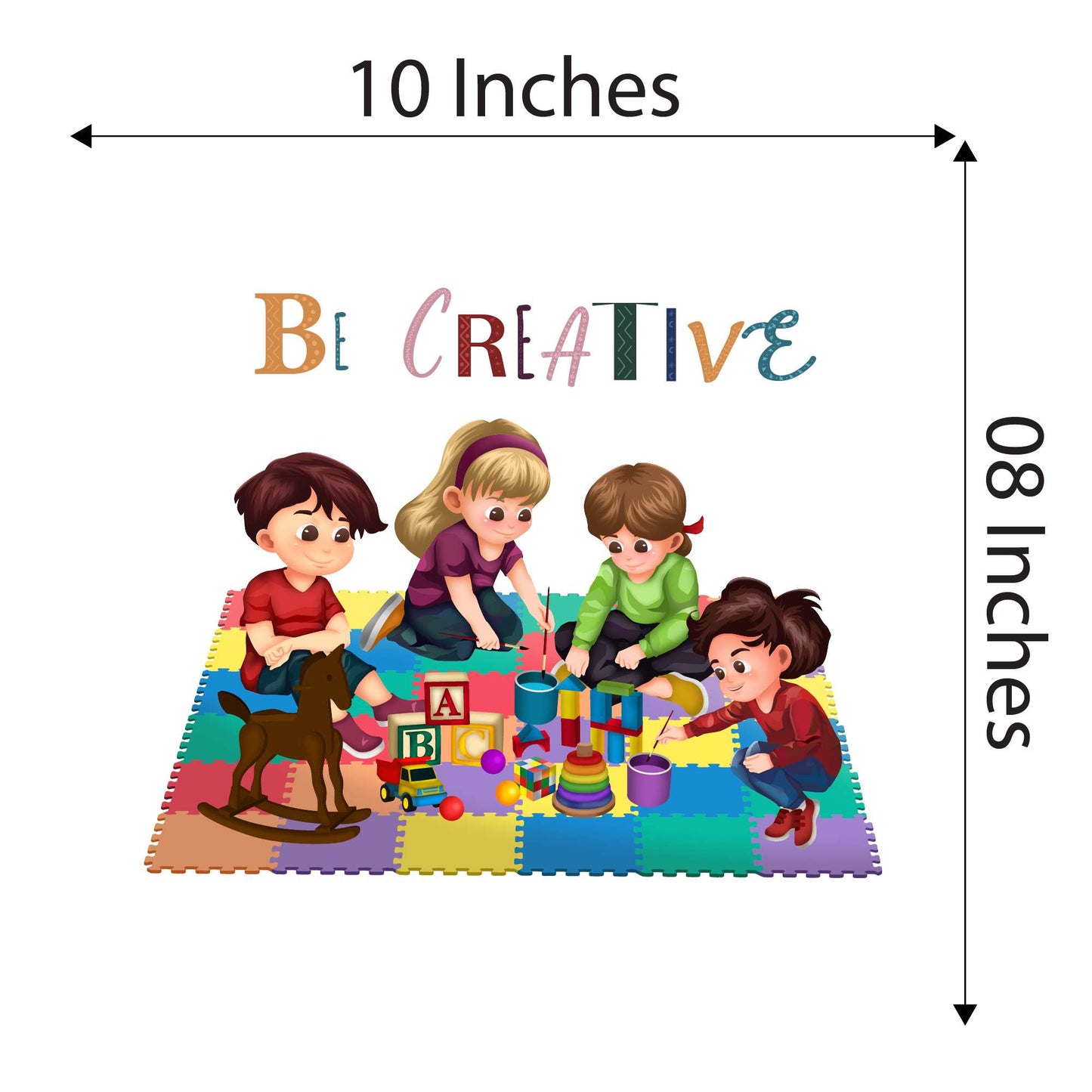 Design With Vinyl Playful Kids Wall Decal Be Creative Cute Little Kids Playing & Reading Stories Design