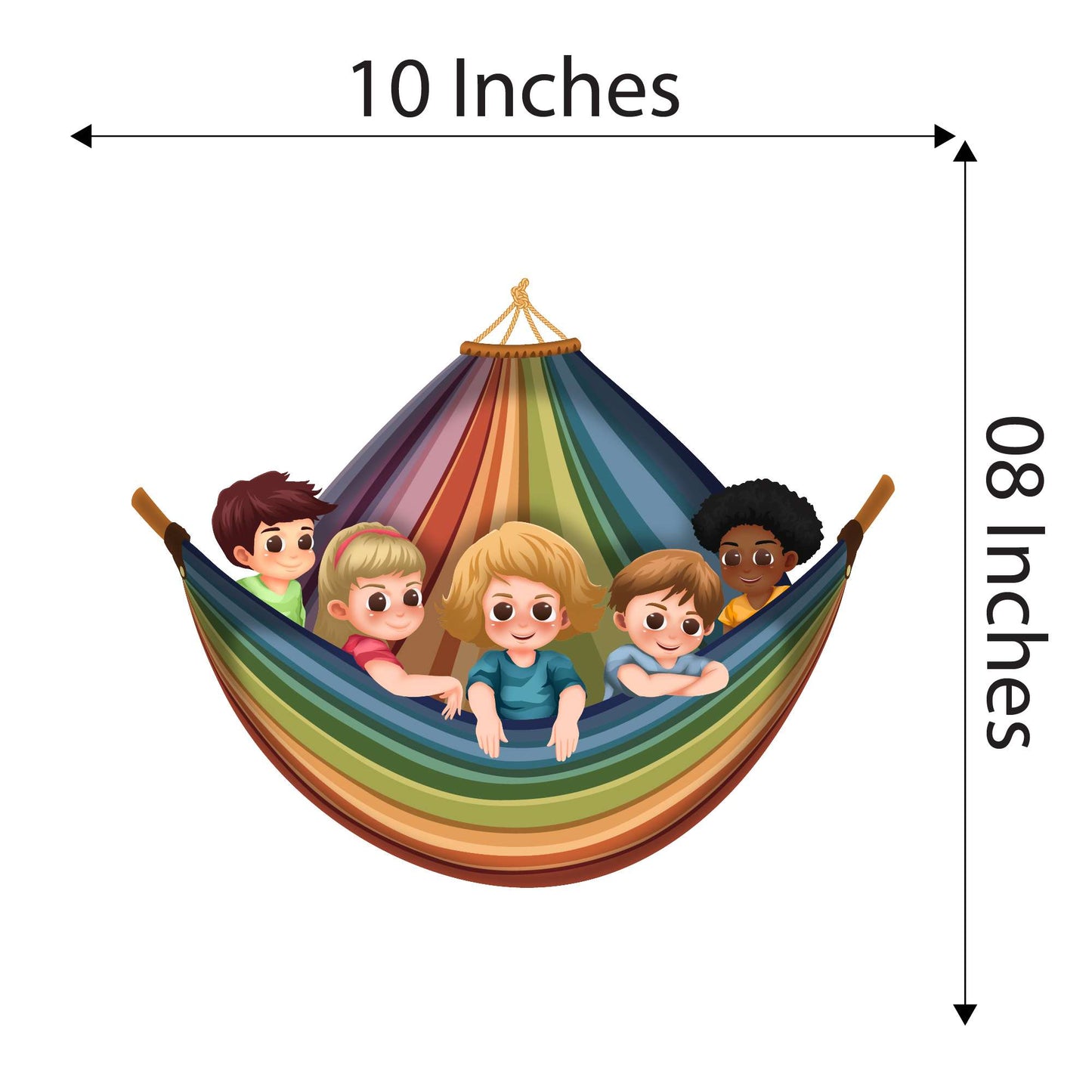 Design With Vinyl Playful Rainbow Wall Decal Cute Little Kids In Colorful Rainbow Swing Design