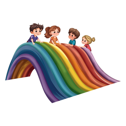 Design With Vinyl Playful Rainbow Wall Decal Cute Kids Sliding On Rainbow Wall Design Art