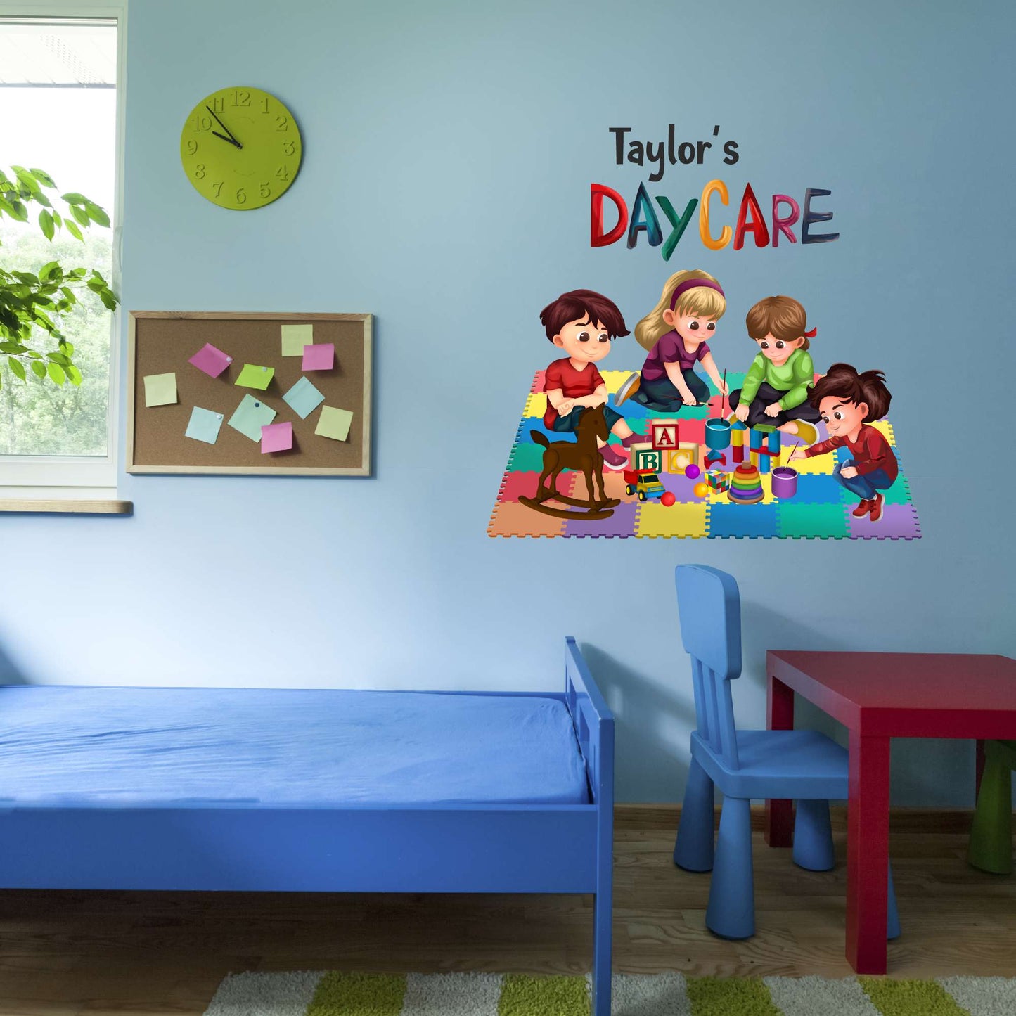 Design With Vinyl Playful Kids Wall Decal Custom Name Cute Kids Playing With Toys Kids Art