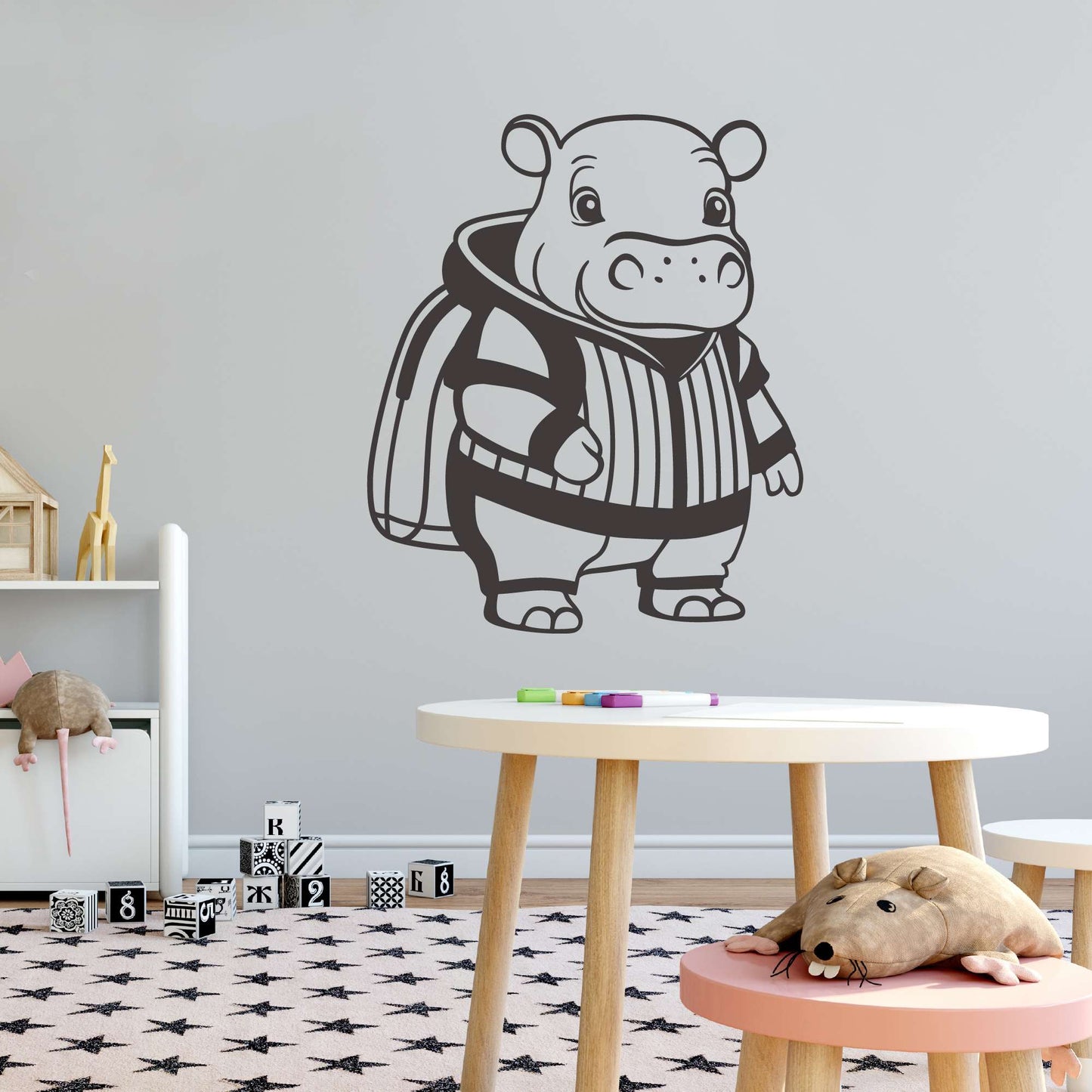 Design With Vinyl Adorable Animal Wall Decal Cute Cartoon Hippo Silhouette Kids Room Design