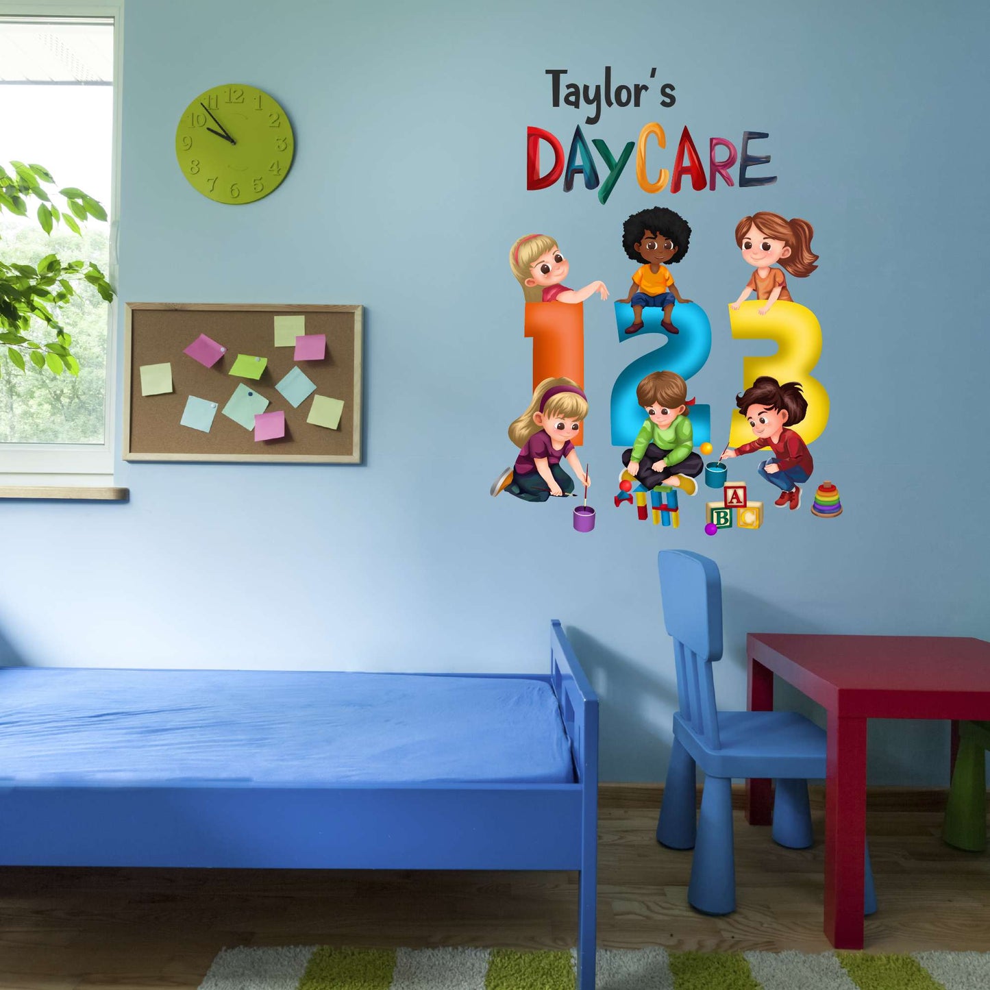 Design With Vinyl Playful Kids Wall Decal 123 Custom Name Cute Kids Playing Colorful Numbers