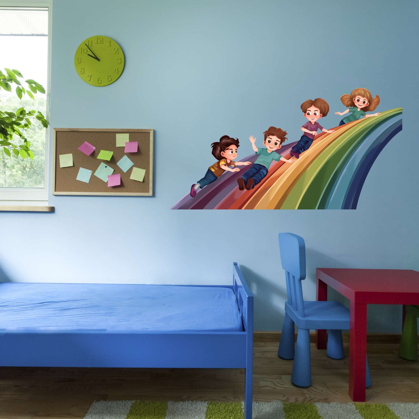 Design With Vinyl Playful Rainbow Wall Decal Lovely Children Playing On A Rainbow Slide Design