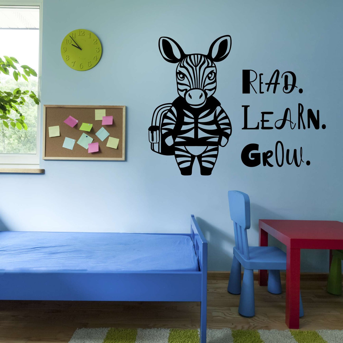 Design With Vinyl Adorable Animal Wall Decal Read Learn Grow Cute Happy Cartoon Zebra Kids Room Wall Design