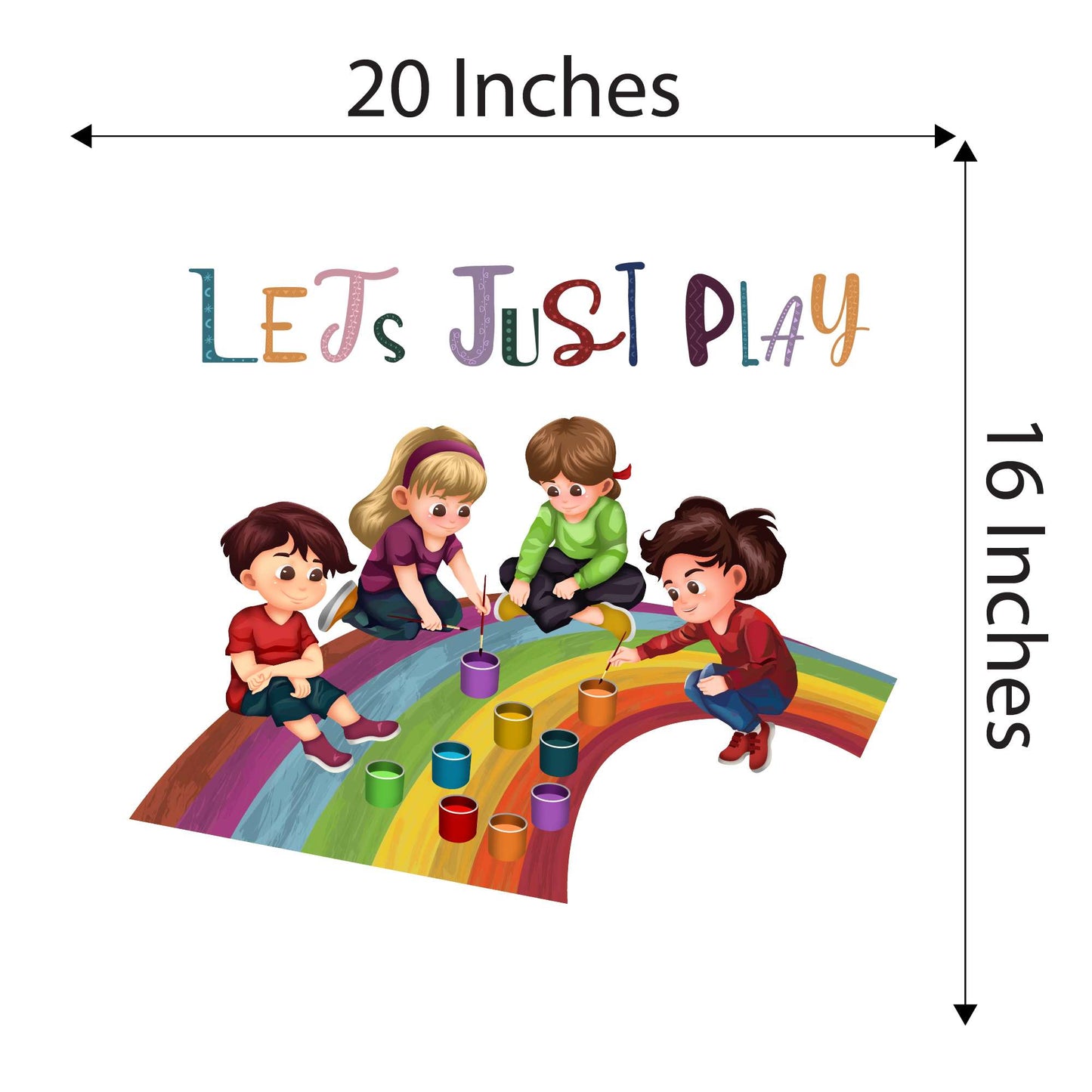 Design With Vinyl Playful Rainbow Wall Decal Let'S Just Play Cute Kids Painting Rainbow Kids Room Wall Decal