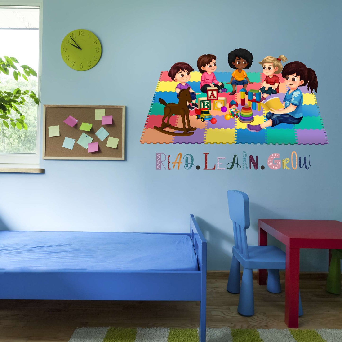 Design With Vinyl PlayfulKidsWall Decal Play Learn Grow Sweet Little Kids Playing With Toys Wall Design