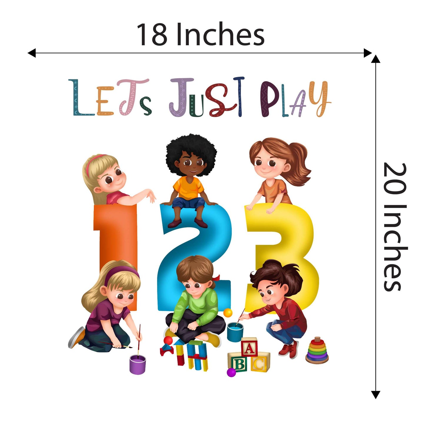 Design With Vinyl Playful Kids Wall Decal 123 Cute Kids Playing Colorful Numbers Wall Design