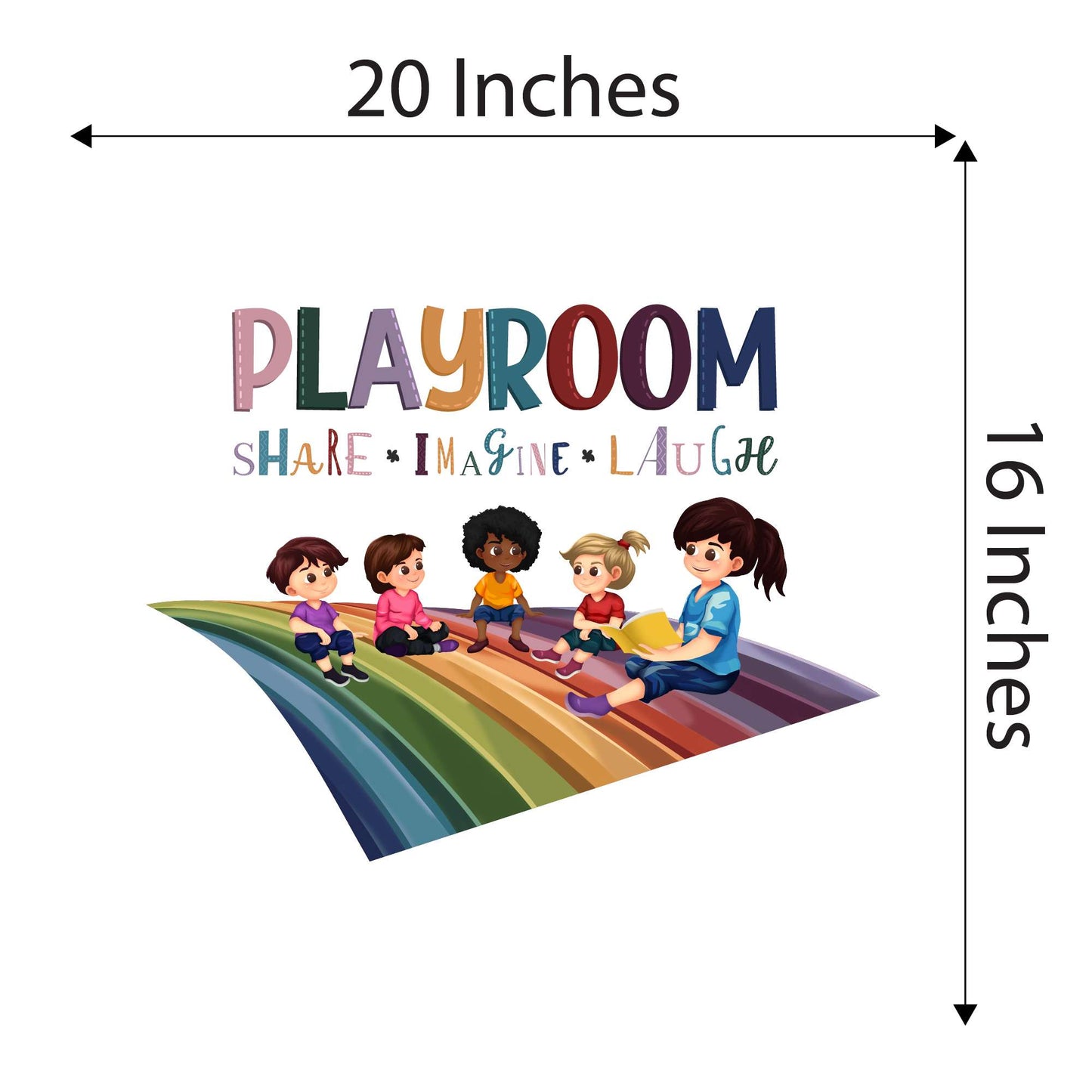 Design With Vinyl Playful Rainbow Wall Decal Playroom Share Imagine Laugh Cute Children Playing On Rainbow Wall Design