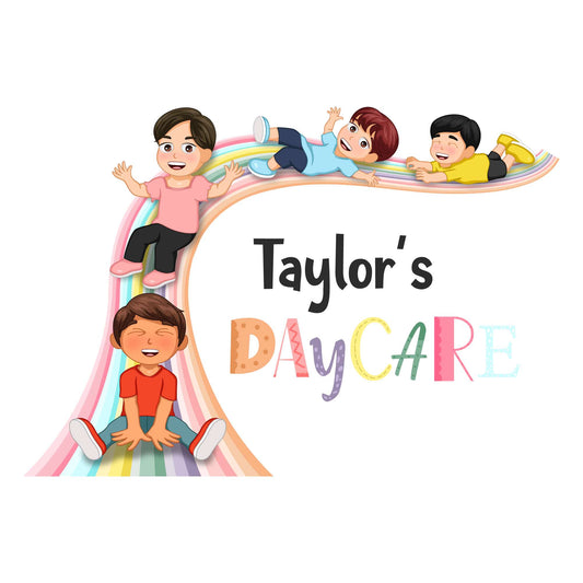 Design With Vinyl Playful Rainbow Wall Decal Customized Name Cute Kids Sliding Over Rainbow